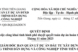 Quyết định về việc công khai tình hình phê duyệt quyết toán dự án hoàn thành Tháng 11 năm 2023
